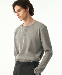 MOONSUN（ムーンサン）の「02 M.C For men, Henley Neck Ribbed T-shirt / Grey（Tシャツ/カットソー）」