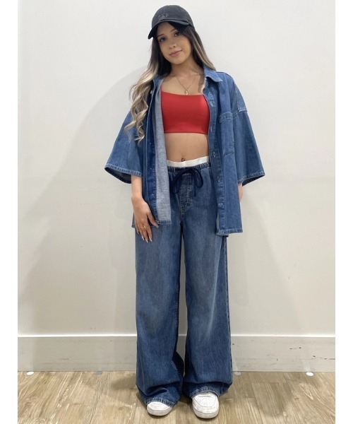 GAP（ギャップ）の「ミッドライズ スーパーライト プルオン バギーデニム（デニムパンツ・レディース・インディゴブルー/ライトインディゴブルー・XS/S/M/L/XXS）」の17枚目の写真