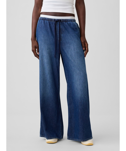 GAP（ギャップ）の「ミッドライズ スーパーライト プルオン バギーデニム（デニムパンツ・レディース・インディゴブルー/ライトインディゴブルー・XS/S/M/L/XXS）」の13枚目の写真