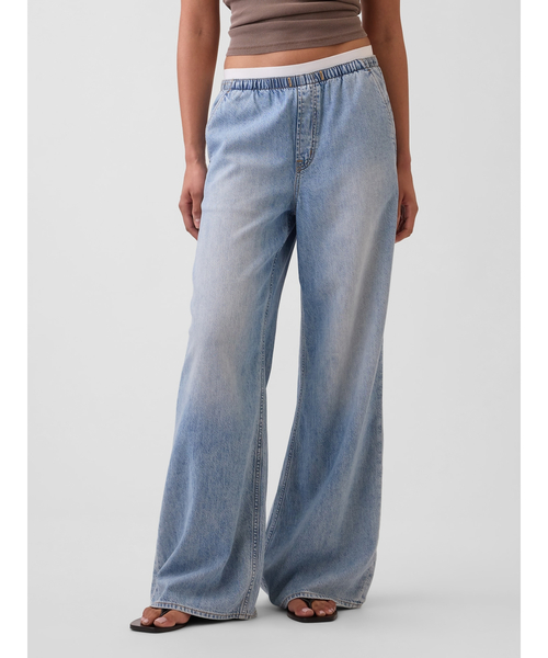 GAP（ギャップ）の「ミッドライズ スーパーライト プルオン バギーデニム（デニムパンツ・レディース・インディゴブルー/ライトインディゴブルー・XS/S/M/L/XXS）」の22枚目の写真