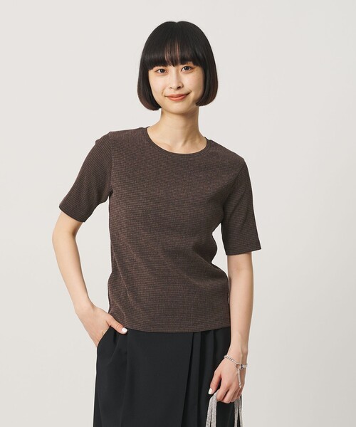 BEAUTY&YOUTH UNITED ARROWS(ビューティーアンドユースユナイテッドアローズ)の「シャーリング コンパクト ボーダー Tシャツ(Tシャツ/カットソー・レディース・ネイビー/ベージュ/ダークブラウン・FREE)」の2枚目の写真