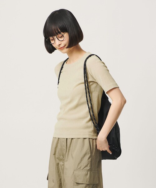 BEAUTY&YOUTH UNITED ARROWS(ビューティーアンドユースユナイテッドアローズ)の「シャーリング コンパクト ボーダー Tシャツ(Tシャツ/カットソー・レディース・ネイビー/ベージュ/ダークブラウン・FREE)」の3枚目の写真