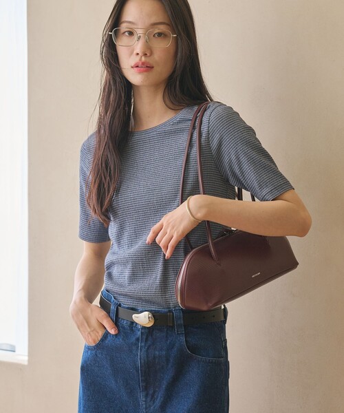BEAUTY&YOUTH UNITED ARROWS(ビューティーアンドユースユナイテッドアローズ)の「シャーリング コンパクト ボーダー Tシャツ(Tシャツ/カットソー・レディース・ネイビー/ベージュ/ダークブラウン・FREE)」の1枚目の写真