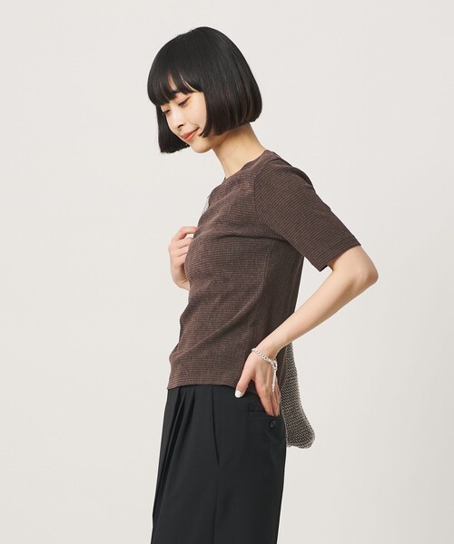 BEAUTY&YOUTH UNITED ARROWS(ビューティーアンドユースユナイテッドアローズ)の「シャーリング コンパクト ボーダー Tシャツ(Tシャツ/カットソー・レディース・ネイビー/ベージュ/ダークブラウン・FREE)」の13枚目の写真