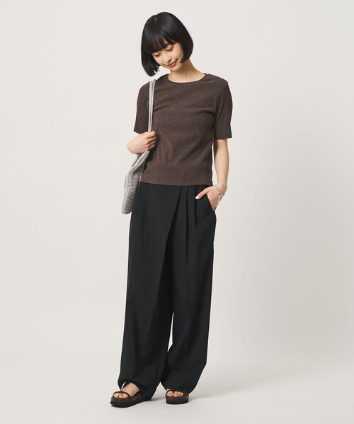 BEAUTY&YOUTH UNITED ARROWS(ビューティーアンドユースユナイテッドアローズ)の「シャーリング コンパクト ボーダー Tシャツ(Tシャツ/カットソー・レディース・ネイビー/ベージュ/ダークブラウン・FREE)」の15枚目の写真