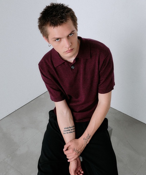 Regen Glanz（レーゲングランツ）の「urban relaxing melange knit polo / アーバンリラクシングメランジニットポロ（ニット/セーター・メンズ・ワインレッド/ブラック/ブルー・SMALL/MEDIUM/LARGE）」の3枚目の写真