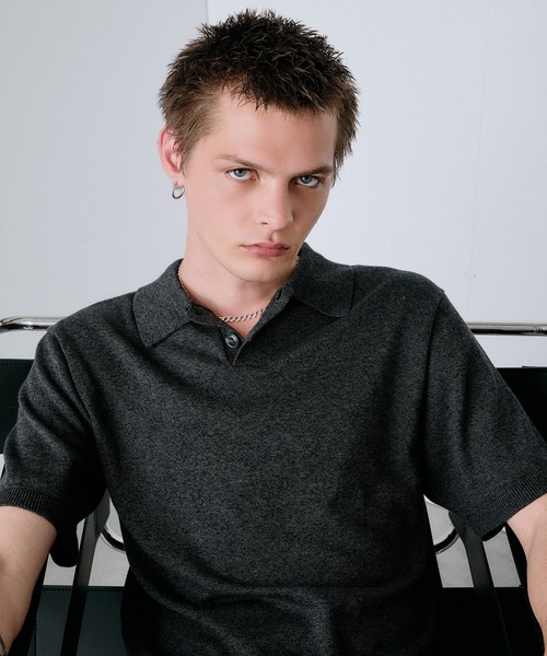 Regen Glanz（レーゲングランツ）の「urban relaxing melange knit polo / アーバンリラクシングメランジニットポロ（ニット/セーター・メンズ・ワインレッド/ブラック/ブルー・SMALL/MEDIUM/LARGE）」の10枚目の写真