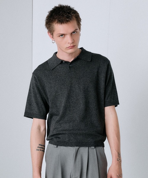 Regen Glanz（レーゲングランツ）の「urban relaxing melange knit polo / アーバンリラクシングメランジニットポロ（ニット/セーター・メンズ・ワインレッド/ブラック/ブルー・SMALL/MEDIUM/LARGE）」の6枚目の写真