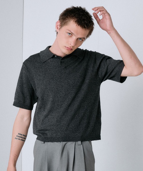 Regen Glanz（レーゲングランツ）の「urban relaxing melange knit polo / アーバンリラクシングメランジニットポロ（ニット/セーター・メンズ・ワインレッド/ブラック/ブルー・SMALL/MEDIUM/LARGE）」の7枚目の写真