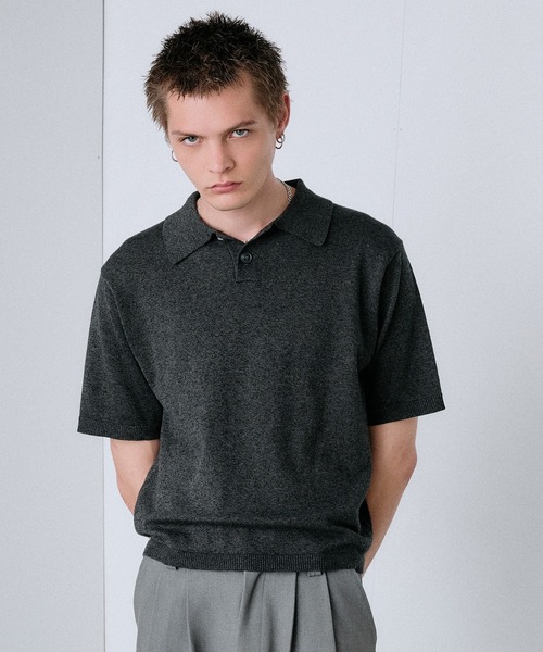 Regen Glanz（レーゲングランツ）の「urban relaxing melange knit polo / アーバンリラクシングメランジニットポロ（ニット/セーター・メンズ・ワインレッド/ブラック/ブルー・SMALL/MEDIUM/LARGE）」の4枚目の写真