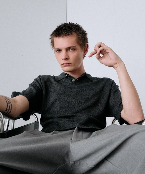 Regen Glanz（レーゲングランツ）の「urban relaxing melange knit polo / アーバンリラクシングメランジニットポロ（ニット/セーター・メンズ・ワインレッド/ブラック/ブルー・SMALL/MEDIUM/LARGE）」の9枚目の写真