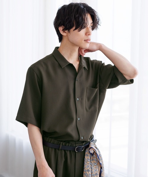 GLOBAL WORK（グローバルワーク）の「AiryBreezeシャツ/半袖/638149（シャツ/ブラウス・メンズ・ベージュ/ダークブルー/ブラック/ダークブラウン・X-LARGE/MEDIUM/LARGE/SMALL）」の16枚目の写真