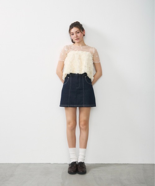 Lunea(ルネア)の「フラワーレースシアートップス / floral lace sheer top(Tシャツ/カットソー・レディース・アイボリー/ホワイト・FREE)」の11枚目の写真