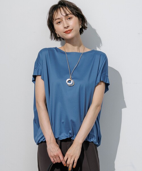 23区 L(ニジュウサンクオオキイサイズ)の「シルキータッチ ドロスト カットソー(Tシャツ/カットソー・レディース・ホワイト系/グレー系/ネイビー系/ブラック系/ダルブルー系/パイングリーン系/ピンク系/カーキ系/ベージュ系・44)」の8枚目の写真