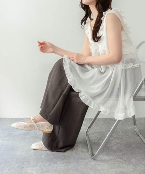 on:nue（オンニュ）の「【on:nue】[3色展開/5サイズ展開] スパンコールシアーレースバレエシューズ（バレエシューズ・レディース・アイボリー/ピンク/ブラック・25.0cm/24.5cm/24.0cm/23.5cm/23.0cm）」の18枚目の写真