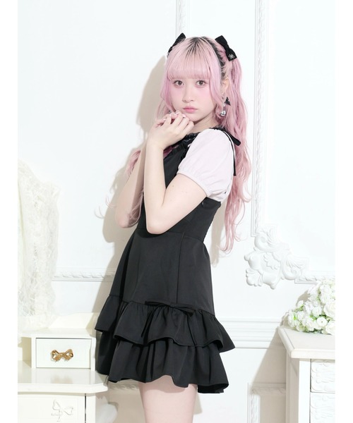 NOEMIE(ノエミー)の「肩リボンフリルキャミワンピース(ワンピース・レディース・ブラック/A/B・M)」の8枚目の写真