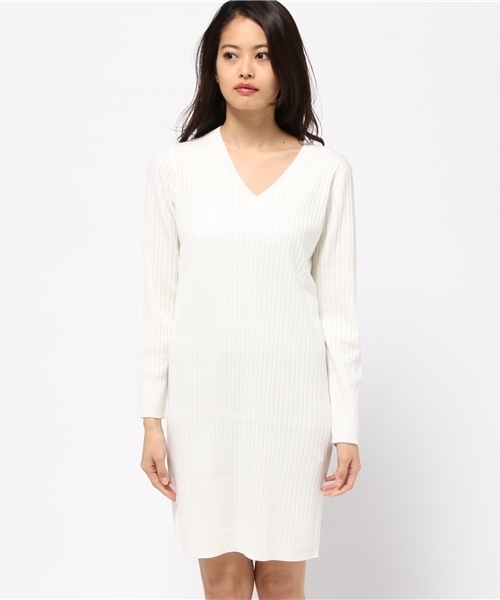 MOUSSY（マウジー）の「WIDE RIB V OP（ワンピース・レディース・イエロー/ネイビー/ホワイト・FREE）」の10枚目の写真