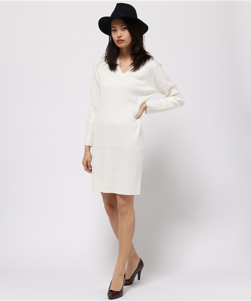 MOUSSY（マウジー）の「WIDE RIB V OP（ワンピース・レディース・イエロー/ネイビー/ホワイト・FREE）」の13枚目の写真