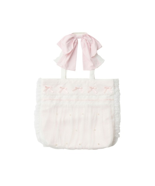 mellfy memory(メルフィーメモリー)の「Mellfy ribbon cake tote bag(トートバッグ・レディース・イエロー/ブルー/ホワイト/ピンク・FREE)」の5枚目の写真