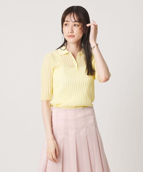 UNITED ARROWS(ユナイテッドアローズ)の「シアー リブ ポロニット ‐ウォッシャブル‐(ニット/セーター・レディース・クリーム/オフホワイト/ネイビー・FREE)」の18枚目の写真