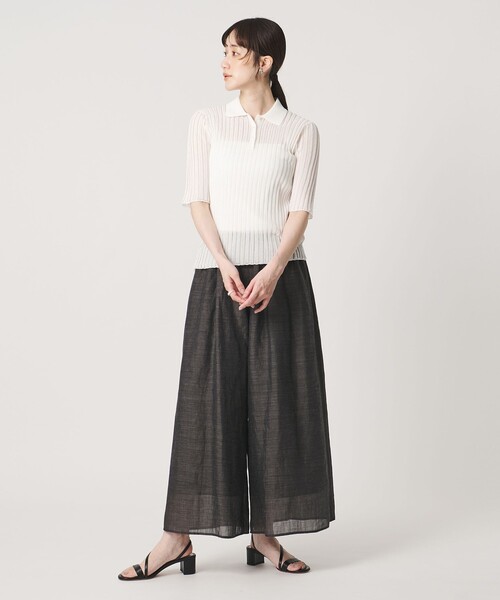 UNITED ARROWS(ユナイテッドアローズ)の「シアー リブ ポロニット ‐ウォッシャブル‐(ニット/セーター・レディース・クリーム/オフホワイト/ネイビー・FREE)」の21枚目の写真