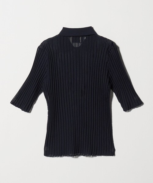 UNITED ARROWS(ユナイテッドアローズ)の「シアー リブ ポロニット ‐ウォッシャブル‐(ニット/セーター・レディース・クリーム/オフホワイト/ネイビー・FREE)」の4枚目の写真