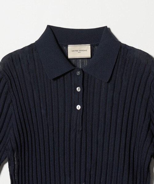 UNITED ARROWS(ユナイテッドアローズ)の「シアー リブ ポロニット ‐ウォッシャブル‐(ニット/セーター・レディース・クリーム/オフホワイト/ネイビー・FREE)」の5枚目の写真