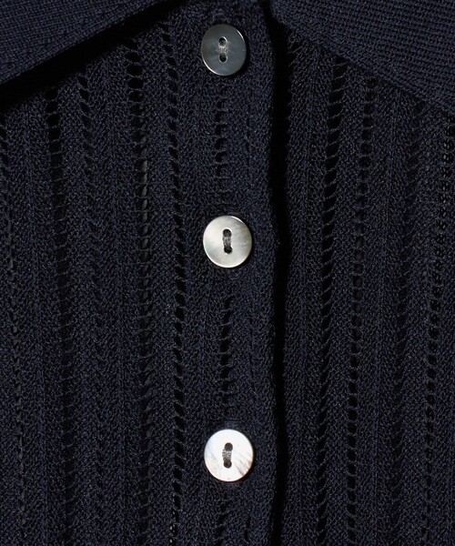 UNITED ARROWS(ユナイテッドアローズ)の「シアー リブ ポロニット ‐ウォッシャブル‐(ニット/セーター・レディース・クリーム/オフホワイト/ネイビー・FREE)」の8枚目の写真