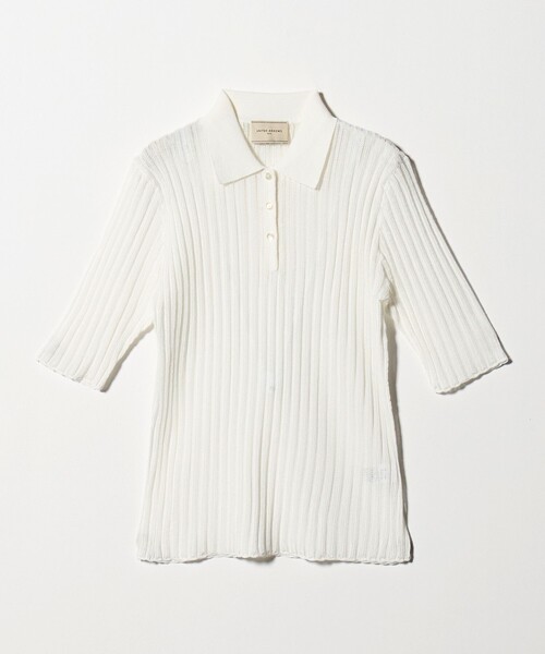 UNITED ARROWS(ユナイテッドアローズ)の「シアー リブ ポロニット ‐ウォッシャブル‐(ニット/セーター・レディース・クリーム/オフホワイト/ネイビー・FREE)」の10枚目の写真