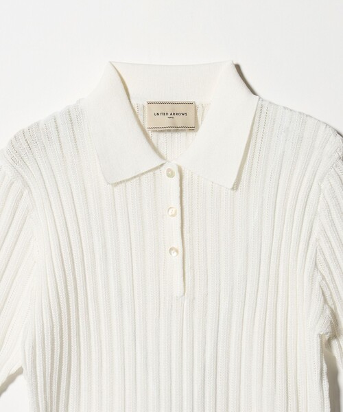 UNITED ARROWS(ユナイテッドアローズ)の「シアー リブ ポロニット ‐ウォッシャブル‐(ニット/セーター・レディース・クリーム/オフホワイト/ネイビー・FREE)」の11枚目の写真