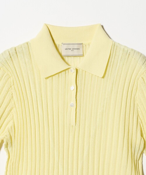 UNITED ARROWS(ユナイテッドアローズ)の「シアー リブ ポロニット ‐ウォッシャブル‐(ニット/セーター・レディース・クリーム/オフホワイト/ネイビー・FREE)」の14枚目の写真