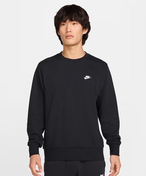 NIKE(ナイキ)の「NIKE/ナイキ トレーナー スウェット ワンポイントロゴ 刺繍 裏毛 フレンチテリー クルー FN3889-010(スウェット・メンズ・ブラック・XL/L)」の1枚目の写真