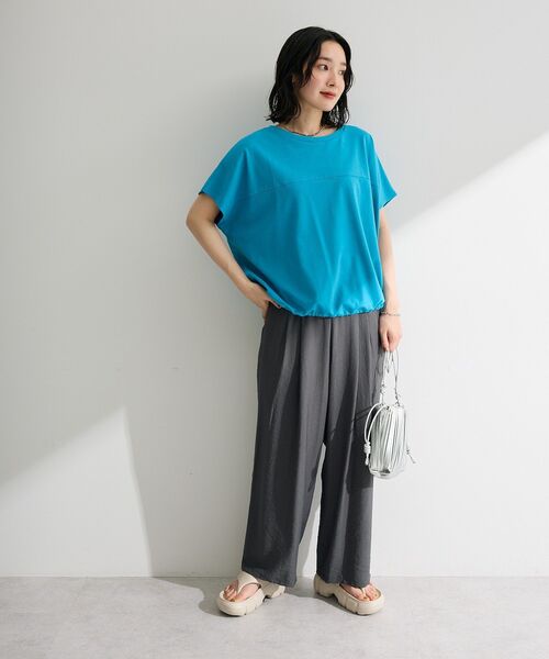 Green Parks(グリーンパークス)の「【適ON】超冷感ドロストフレンチプルオーバー(Tシャツ/カットソー・レディース・ブラック/レッド/オフホワイト/ブルー/キャメル・FREE)」の12枚目の写真