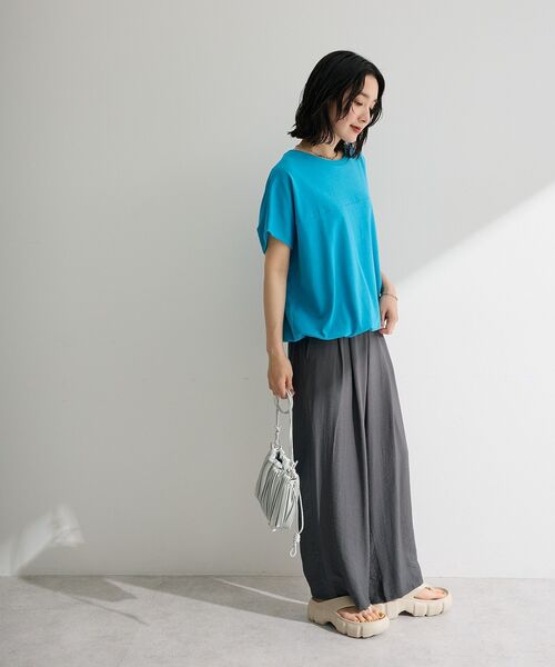 Green Parks(グリーンパークス)の「【適ON】超冷感ドロストフレンチプルオーバー(Tシャツ/カットソー・レディース・ブラック/レッド/オフホワイト/ブルー/キャメル・FREE)」の13枚目の写真