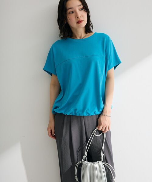 Green Parks(グリーンパークス)の「【適ON】超冷感ドロストフレンチプルオーバー(Tシャツ/カットソー・レディース・ブラック/レッド/オフホワイト/ブルー/キャメル・FREE)」の15枚目の写真