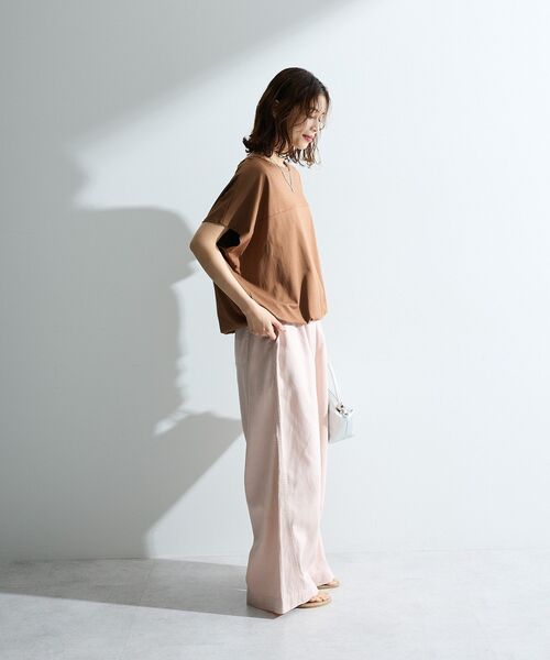 Green Parks(グリーンパークス)の「【適ON】超冷感ドロストフレンチプルオーバー(Tシャツ/カットソー・レディース・ブラック/レッド/オフホワイト/ブルー/キャメル・FREE)」の18枚目の写真