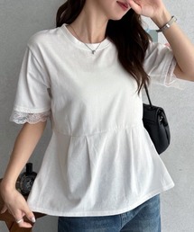 レーススリーブウエストタックTシャツ