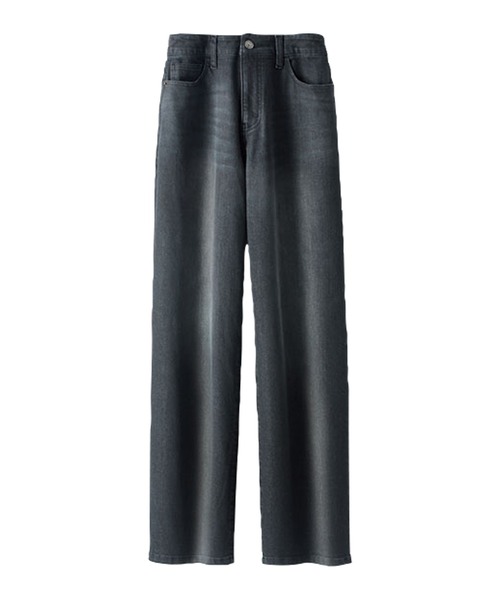 BELLUNA PLUS(ベルーナ)の「デニム素材美脚見えワイドパンツ68丈(その他パンツ・レディース・ネイビー/ケミカルウォッシュ/ブラック・SMALL/X-LARGE/LARGE/MEDIUM)」の8枚目の写真