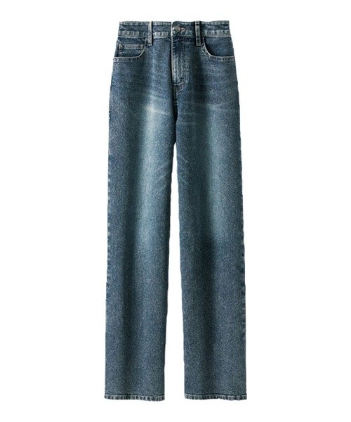 BELLUNA PLUS(ベルーナ)の「デニム素材美脚見えワイドパンツ68丈(その他パンツ・レディース・ネイビー/ケミカルウォッシュ/ブラック・SMALL/X-LARGE/LARGE/MEDIUM)」の10枚目の写真