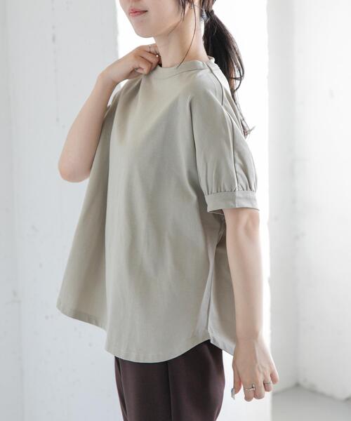 FORK&SPOON（フォークアンドスプーン）の「FORK&SPOON　ボトルネックギャザースリーブTシャツ（Tシャツ/カットソー・レディース・ベージュ/オフホワイト/チャコールグレー/ミント・1）」の3枚目の写真