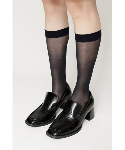 SLY(スライ)の「SQUARE HEEL LOAFER スクエアヒールローファー(ローファー・レディース・ブラック/ブラウン・MEDIUM/LARGE/SMALL)」の2枚目の写真