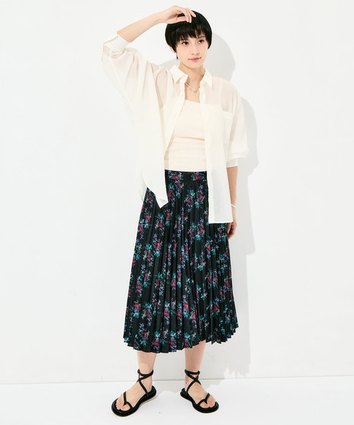 FUMIE TANAKA（フミエタナカ）の「[FUMIE=TANAKA/フミエタナカ]flower pleats SK（スカート・レディース・ホワイト/ブラック・38/36）」の13枚目の写真