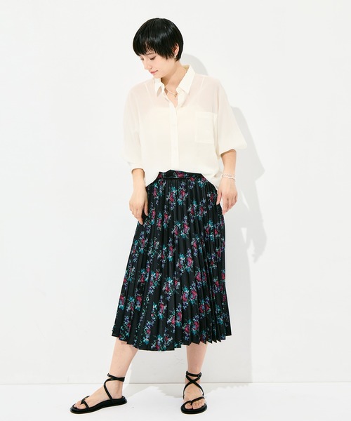 FUMIE TANAKA（フミエタナカ）の「[FUMIE=TANAKA/フミエタナカ]flower pleats SK（スカート・レディース・ホワイト/ブラック・38/36）」の9枚目の写真