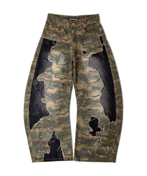 GALLIS ADDICTION(ガリスアディクション)の「GA REPAIR HARD CRUSH DENIM2(デニムパンツ・メンズ・ブラック/インディゴブルー/カモフラージュ・M/L)」の1枚目の写真