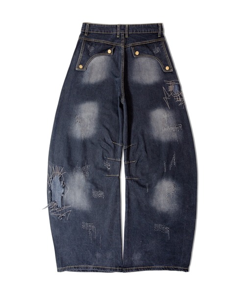 GALLIS ADDICTION(ガリスアディクション)の「GA REPAIR HARD CRUSH DENIM2(デニムパンツ・メンズ・ブラック/インディゴブルー・M/L)」の4枚目の写真