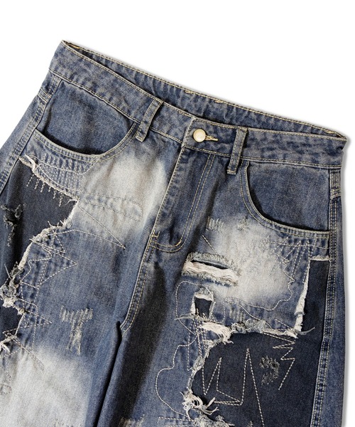 GALLIS ADDICTION(ガリスアディクション)の「GA REPAIR HARD CRUSH DENIM2(デニムパンツ・メンズ・ブラック/インディゴブルー・M/L)」の7枚目の写真