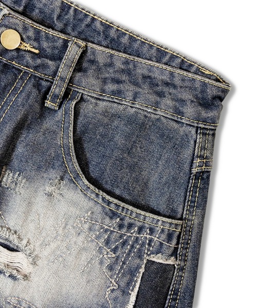 GALLIS ADDICTION(ガリスアディクション)の「GA REPAIR HARD CRUSH DENIM2(デニムパンツ・メンズ・ブラック/インディゴブルー・M/L)」の8枚目の写真