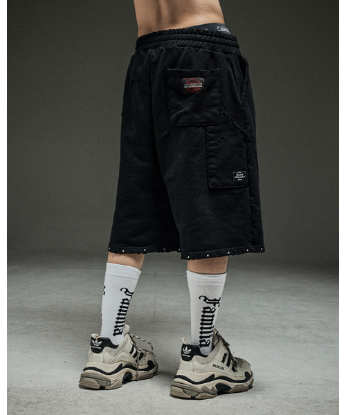 MWOONG(ムン)の「Stud destroyed P BK Half(スウェットパンツ・レディース・その他・FREE)」の3枚目の写真