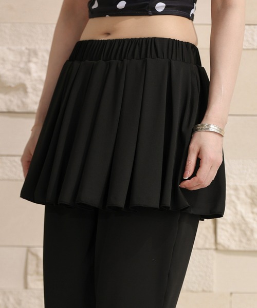 DAY CLOSET(デイ クローゼット)の「【UVカット99%/UPF50+/接触冷感/ストレッチ有/水陸両用】プリーツスカート 一体型 フレア ラッシュガードパンツ レディース水着(ラッシュガード・レディース・ブラック・S/L/LL/M)」の9枚目の写真
