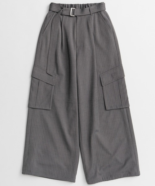 MAISON SPECIAL(メゾンスペシャル)の「【2026Autumn PRE-ORDER】Belted Suiting Cargo Pants/ベルテッドスーチングカーゴパンツ(カーゴパンツ・レディース・キャメル/ブラック/グレー・38/36)」の2枚目の写真